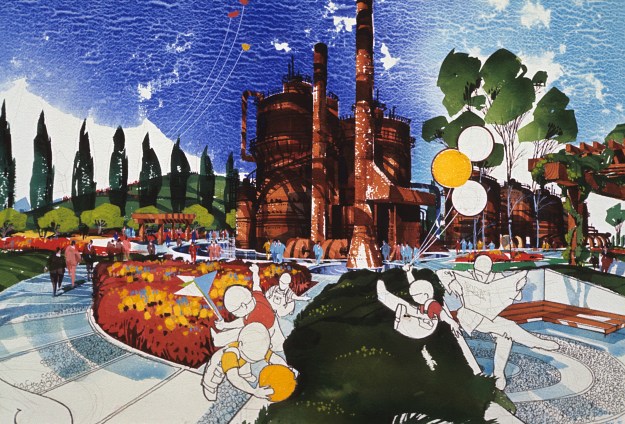 Gas Works Park as a concept, 1971. Rendering by Dale Jorgensen.